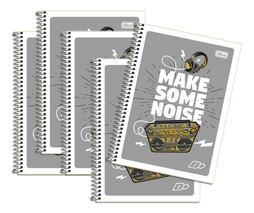 Caderno Uni 10 Matérias 200 Folhas Capa Sortida Kit 5