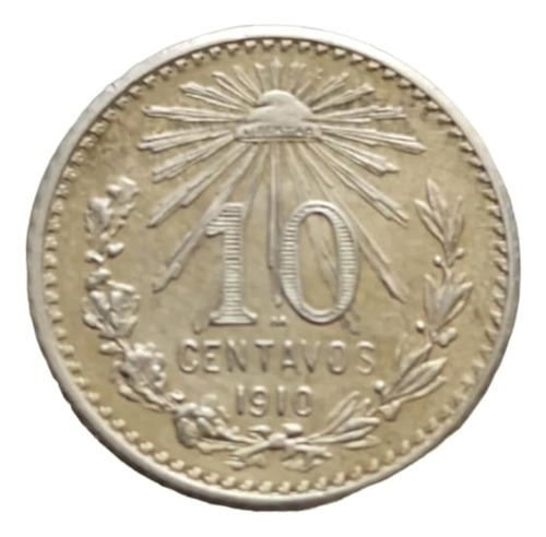 Moneda De 10 Centavos Resplandor Año 1910 S / C .800 Ley