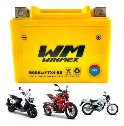 Bateria Gel Ytx4 Para Motocielta Cargo125 Calidad Premiun.