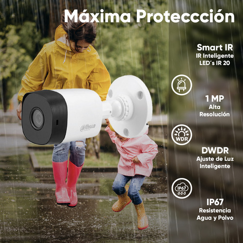 Dahua Kit De Videovigilancia 4 Cámaras Kitxvr1b04-i-4sc-1tb Cámaras De Seguridad Exterior Alta Resolución Con Sensor De Reconocimiento Circuito Cerrado Kitxvr1b04-i Cctv + Hdd 1tb