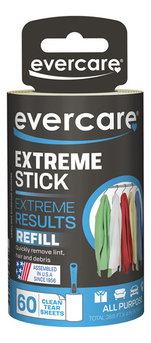 Evercare Recambio De Rodillo De Pelusa Para Ropa, 60 Hojas