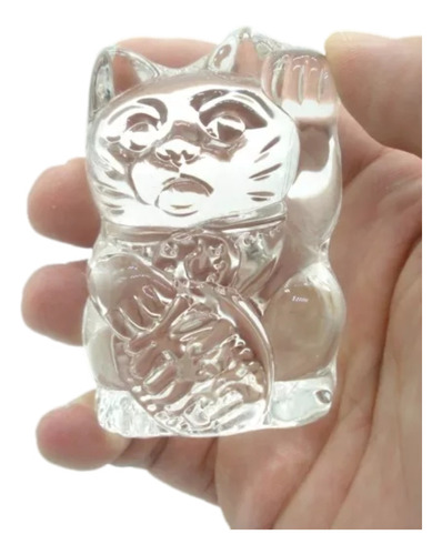 Enfeite Gato Da Sorte Miniatura Vidro Coleção Decoração 7cm