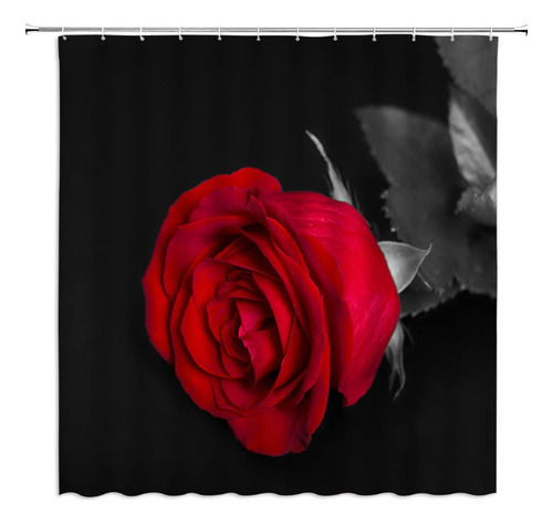 Bstdsysy Cortina Ducha Rosa Roja Flor Negra Floral Grise 67 