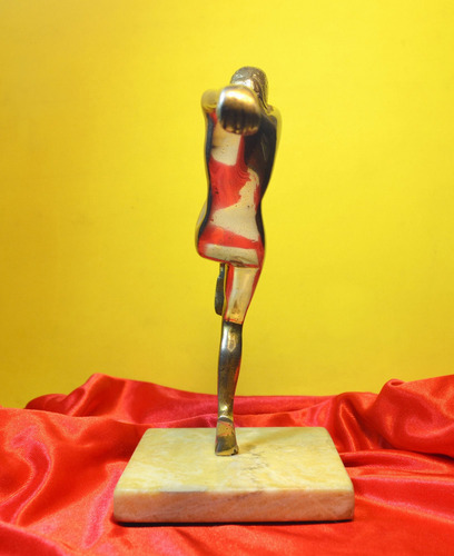 Figura Bailarina De Bronce Y Mármol Art Deco - En Rosario - (Usado)