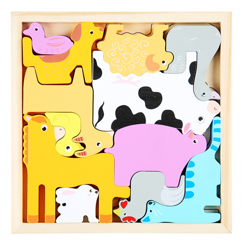 Farm - Tablero De Rompecabezas Tridimensional Para Niños