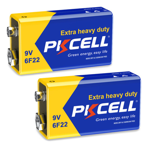 Pkcell Baterias De 9 Voltios, Bateria De 9 V, Paquete De 2 