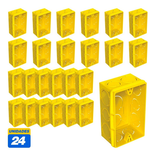 Caixa De Luz Embutir 4x2 Reforçada Amarela Tigre 24 Unidades