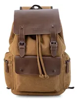 Comprar Mochila De Tela Canvas Con Tapa Gran Capacidad Lincolns Color Tostado
