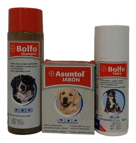 Tratamiento Bolfo Pulga Piojo Garrapata Shampoo,jabon,talco
