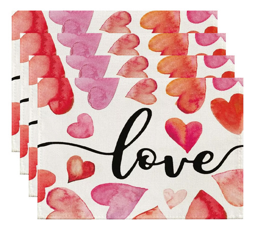 N 4pzs Manteles Individuales De Amor Para San Valentín Decor