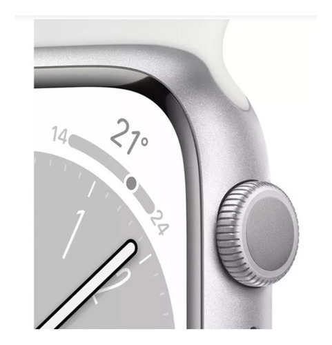 Apple Watch Serie 8 Gps 41mm M/l Caja Plata Sport Band White Color De La Caja Silver Color De La Malla White (blanco)