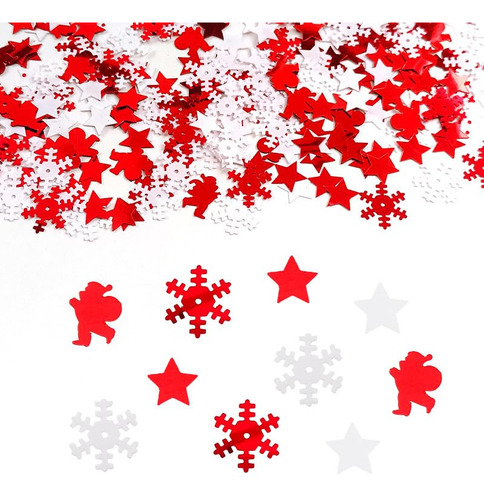 Confeti Disperso Mesa Fiesta Copo Nieve Navidad Rojo Blanco