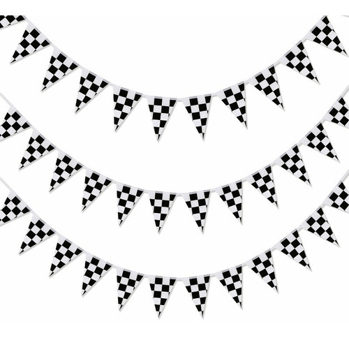 Banderín Carreras De Cuadros Blancos Negros 60m