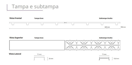 Imagem 2 de 5 de Ralo Linear Smart Tampa Oculta 70cm - 263