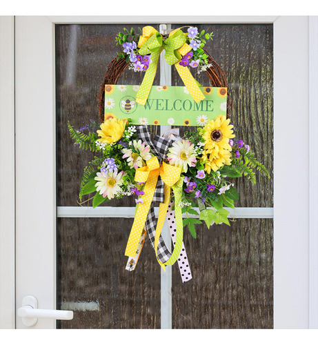 Corona De Primavera Para Puerta Delantera, Corona Artificial