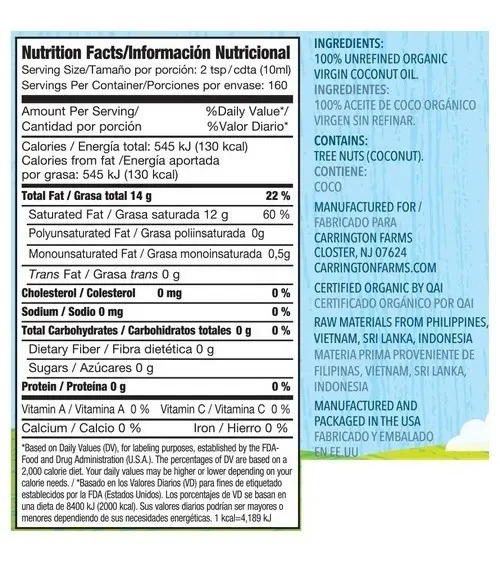 Aceite De Coco Organico Virgen
