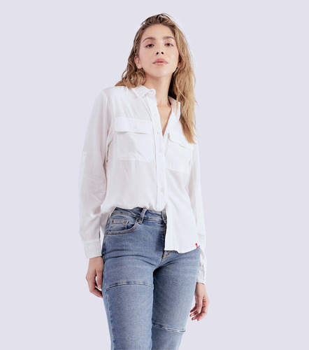 Blusa Para Mujer Camisera En Lino Con Bolsillos Unser