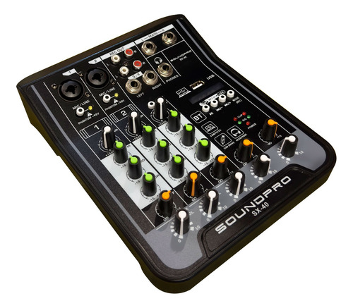 Mesa De Som E Interface Soundpro Sx-40 4 Canais C/ Bluetooth