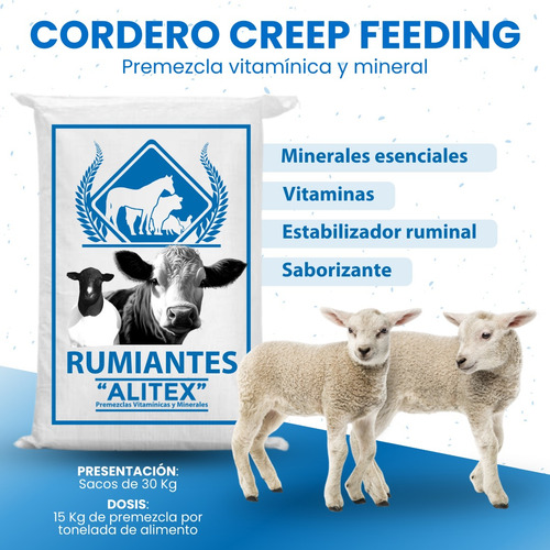 Sal Mineral Y Vitamínica Cordero Creep Feeding 30 Kg Alitex