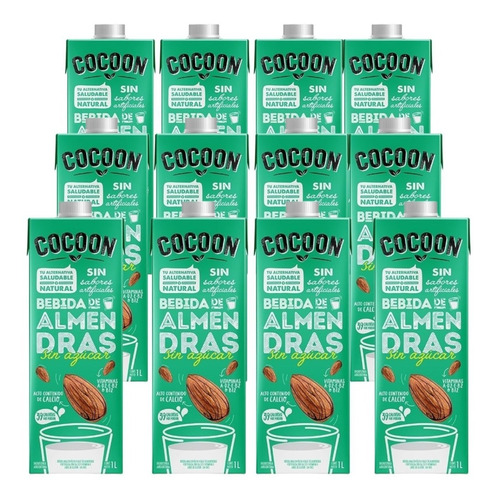 Bebida Leche Almendras Cocoon Sin Tacc Azucares 1lt Pack X12