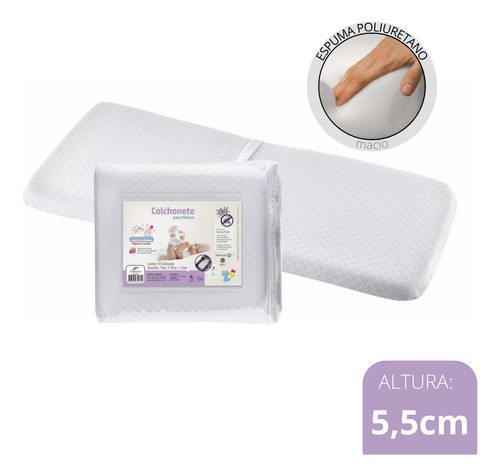 Colchonete Moises Colchão Bebê 78x32x5cm Fibrasca Branco