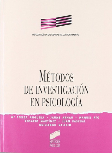 Mãâ©todos De Investigaciãâ³n En Psicologãâa, De Arnau Graf, Jaime. Editorial Sintesis En Español