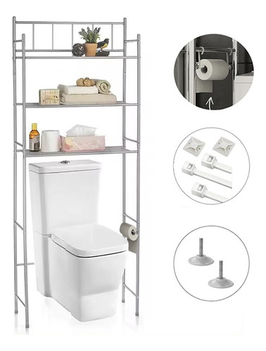 Mueble Organizador Baño Tres Estantes Metal Sobre Inodoro Mochila