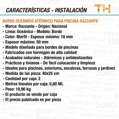 Borde Pileta Piso Atermico Antidelizante Piscina Plano