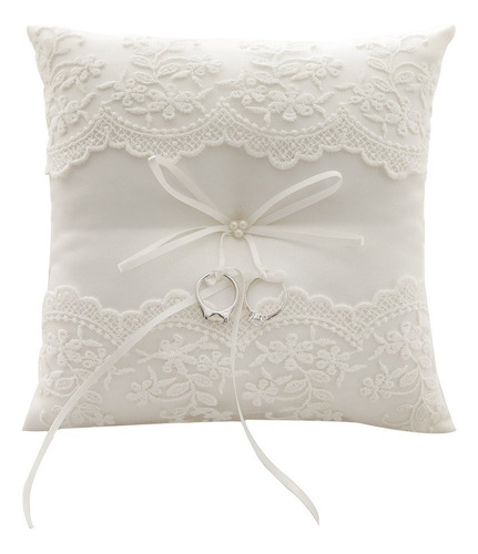 Almohada De Encaje For Anillos De Boda, Con Perlas,
