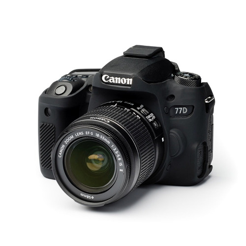 Carcasa Silicon Easycover Negro Canon 77d + Mica Lcd