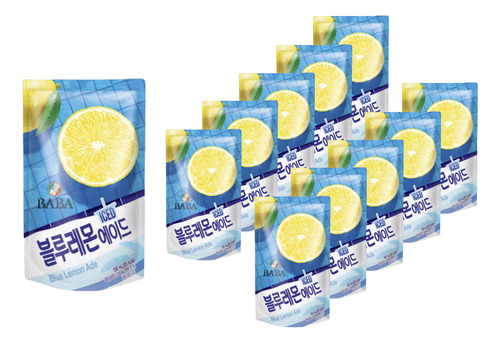 Bebida Coreana Baba Ice Sabor Limonada Azul 10pz