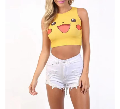Crop Top Chica Pokemon Pikachu Jigglypuff Squirtle Kawai
