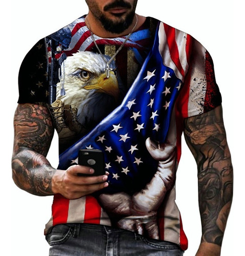 Lou Camisetas De La Bandera Americana Camiseta Eagle Flag 3d