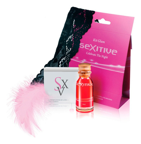 Aceite Saborizado Preservativo Lazo Pluma Kit Glam Sexitive