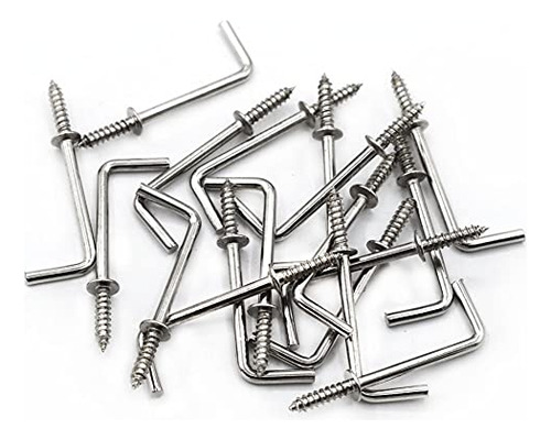 Ganchos De Tornillo En Forma L Y 7 Plata (50 Uds )