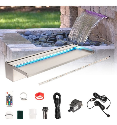 Cascada De Piscina De 24 Pulgadas Luces Led De 7 Colore...