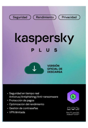 Kaspersky Plus 2024 1 Dispositivo 1 Año Entrega Inmediata.