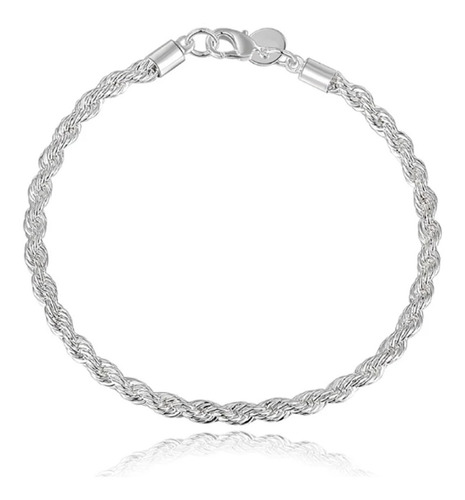 Pulsera Torbillon Plata 925 4mm 21cm Chapado En Plata Hombre