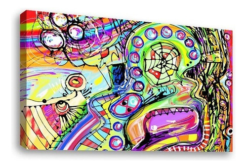 Cuadro Decorativo Canvas  Abstracto Artistíco Color Ilustracionpsicodelicacirculos