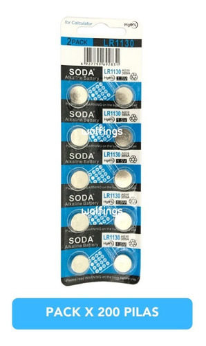 Imagen 1 de 3 de Pack 200 Pilas Boton Alcalinas Lr1130 Ag10 Lr54 189 389 1,5v