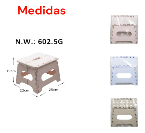 3 Pz Banco Plegable Portátil Reforzado Infantil Niño/a 90 Kg
