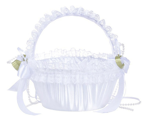 Elegante Cesta Grande De Encaje For Boda Con Flores For Ni