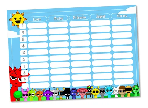 comprar Horarios Escolares, Planners Imantados Personalizados Blanco Sprunki