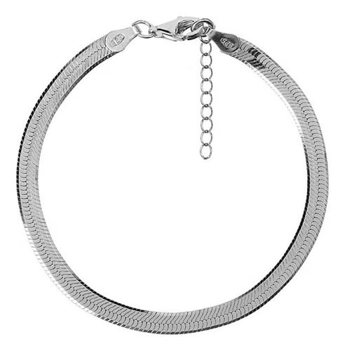 Pulsera De Plata 925 Serpiente Fina Pateada Regalo Mujer