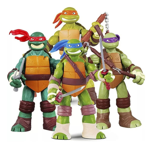 4 Muñecas Clásicas Teenage Mutant Ninja Turtles De 12cm Toys Color 4pcs