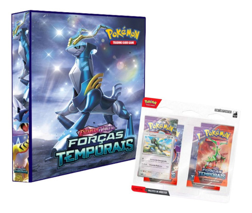 Pasta Fichário Pokemon Forças Temporais + Blister Quadruplo