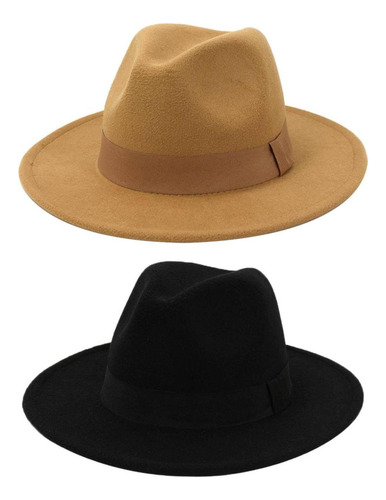 2 Uds Sombrero Fedora Unisex Gorros De Fieltro De Lana