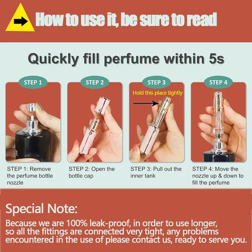 Botella De Perfume En Aerosol De Viaje Recargable, 5 Ml, Pie