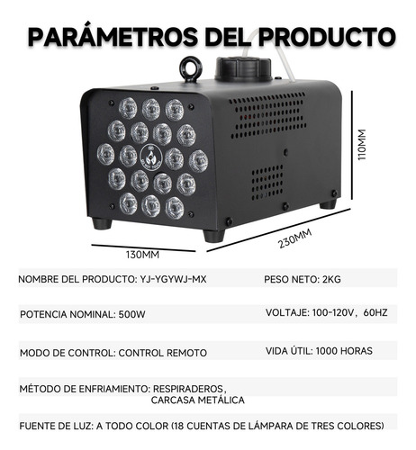 Máquina De Humo Con Rgb Luces Led Máquinas De Niebla De 600w Color Negro