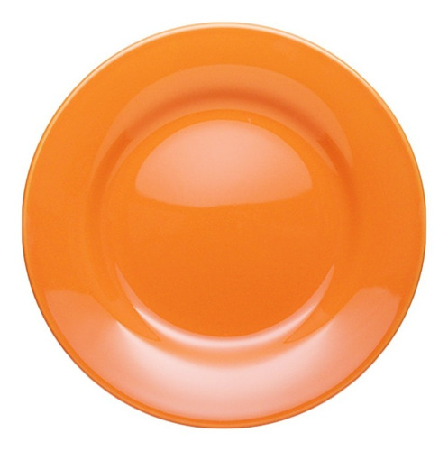 12 Platos Trinche Cerámica Brasileña De Color 26 Cm Vencort Color Naranja